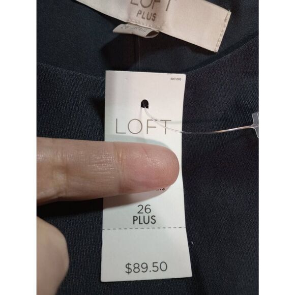 Loft Dress Ladies 26 Gray Short Sleeve Midi Office Siren Corpcore - Picture 7 of 9